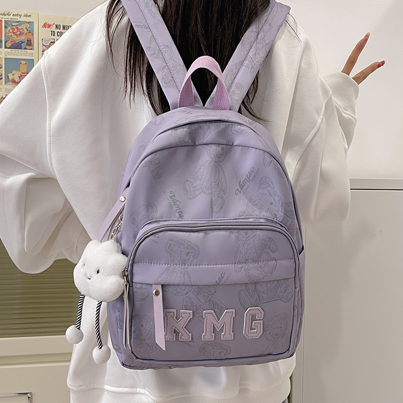 Cross-border backpack Japanese-style casual bear schoolbag for girls, junior high school and primary school students, light and simple travel small backpack Specification drawing