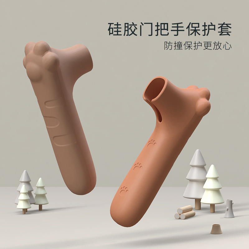 Cartoon cat paw silicone door handle gloves, silent anti-collision protective cover, safety door handle gloves, anti-collision and anti-door protective cover full figure