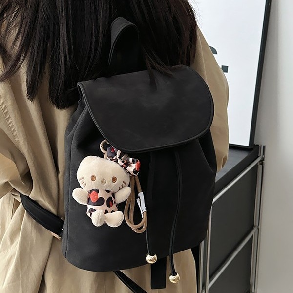 Autumn and winter atmosphere, niche casual solid color matte fleece, school-style retro casual backpack, mini Specification drawing