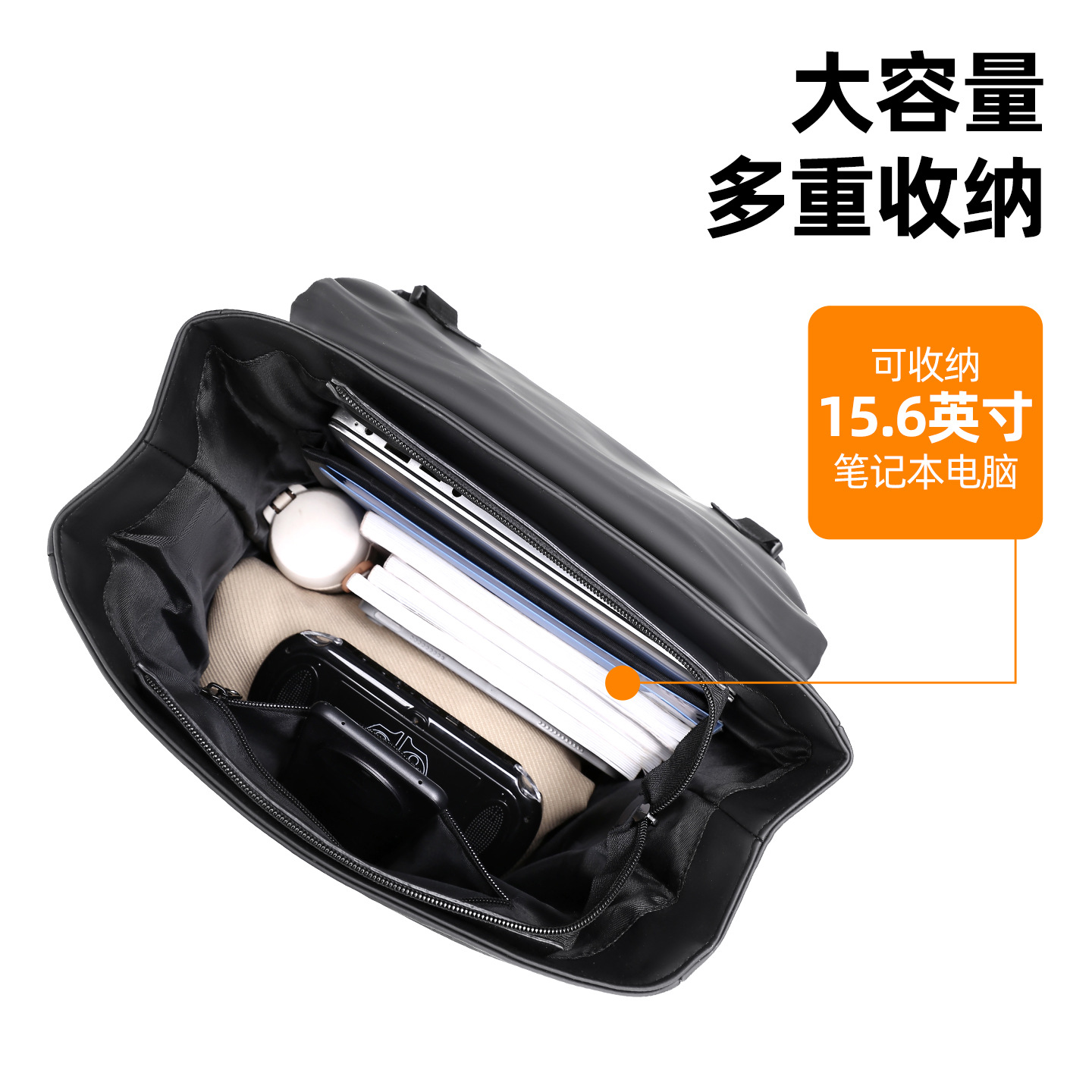 Cross-border simple and trendy casual backpack for men, large capacity water-resistant business backpack, travel and commuting computer bag Specification drawing