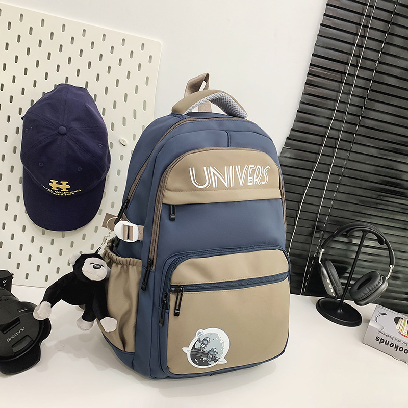 High-appearation-level retro workwear backpacks for girls, large-capacity high school and junior high school students, color-blocking schoolbags, trendy computer backpacks Application Scenario