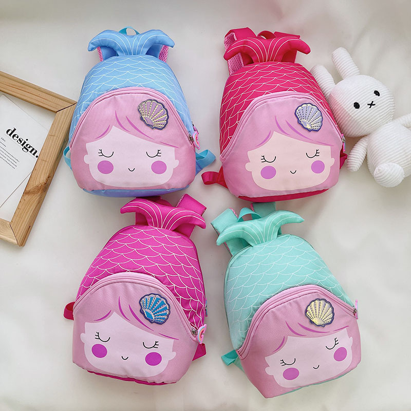 New mermaid children's schoolbag, cute and stylish backpack for kindergarten girls, baby snack backpack, cross-border full figure