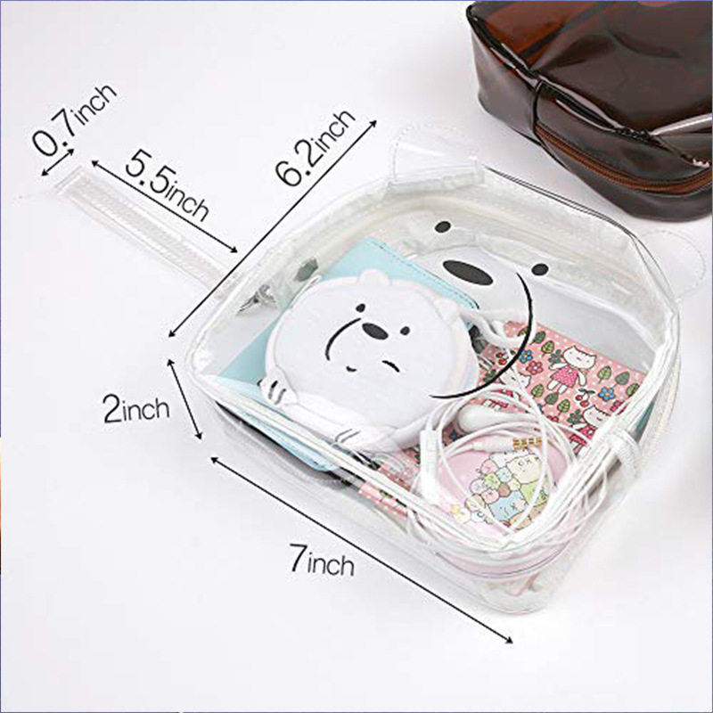 Amazon cross-border PVC transparent cosmetic bag, large-capacity portable storage, cartoon cute hand-held toiletry bag Specification drawing