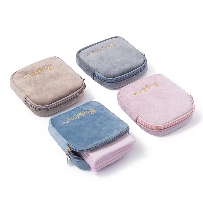 New sanitary napkin bag, large-capacity storage bag, portable sanitary napkin bag, sanitary cotton fleece hand-held bag Item Picture