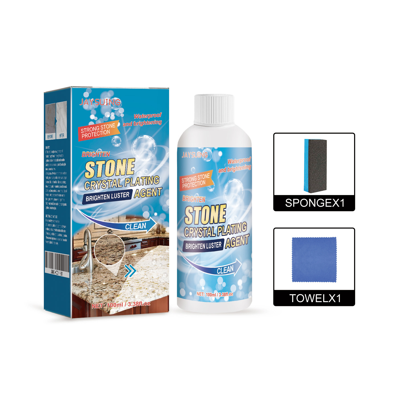 Youdaoplaceholder0 stone crystal coating agent, stain brightener, kitchen quartz stone tile countertop scratch repair and cleaning Item Picture