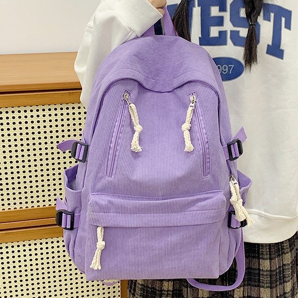 Autumn and winter large-capacity backpack for students, new corduroy backpack, solid color, simple and versatile, fashionable multi-pocket backpack Specification drawing