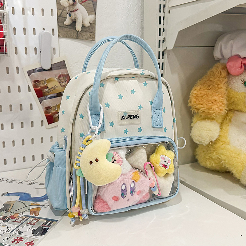 Transparent pain-relieving layer dual-purpose backpack, lightweight for girls' outings, small single-shoulder backpack for primary school students, cute baby bag, little pain bag details Picture