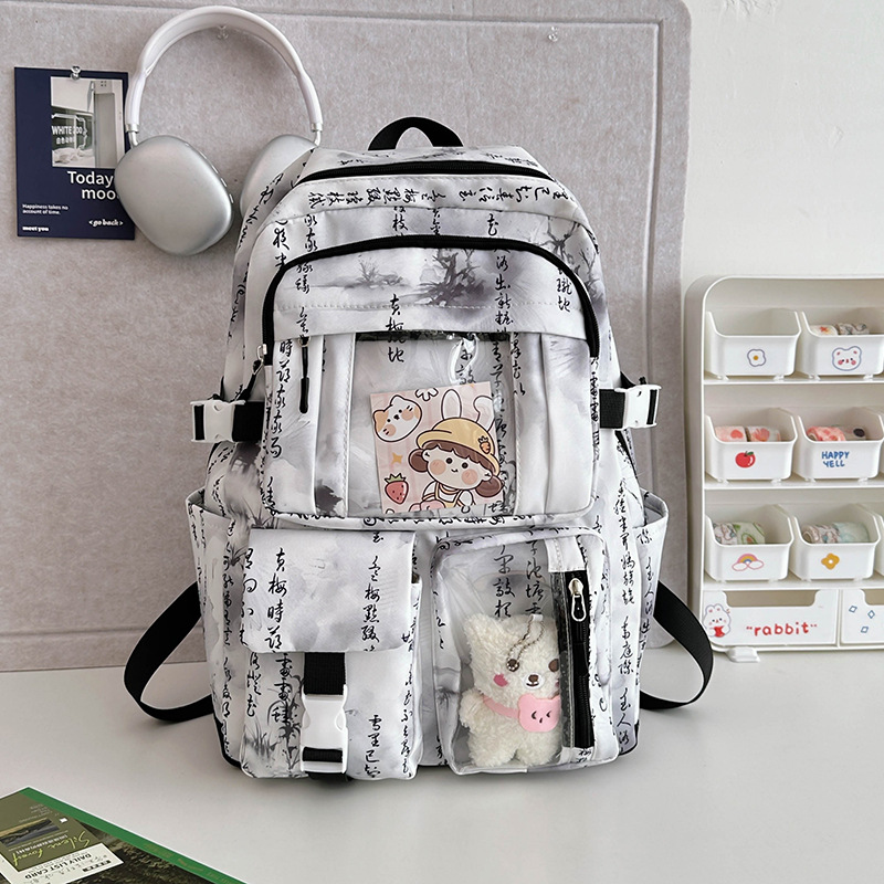 New Chinese-style backpacks for girls, large-capacity student backpacks, casual computer backpacks for junior high school girls and senior high school students Specification drawing