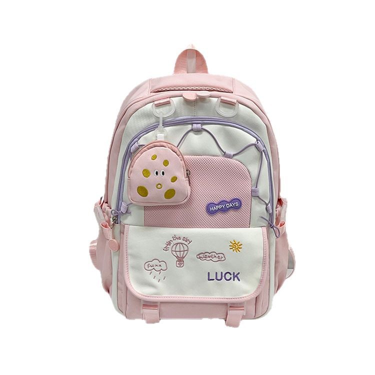 New macaron-colored backpack for girls, large-capacity backpack for primary school students, multi-functional bag for girls, junior high school and senior high school students Item Picture