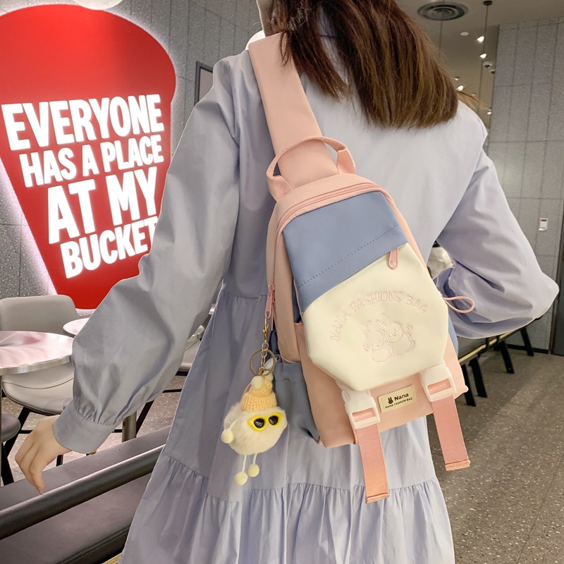 New color-blocking casual crossbody bag for women, large-capacity crossbody cycling backpack, couple tablet chest crossbody bag Specification drawing