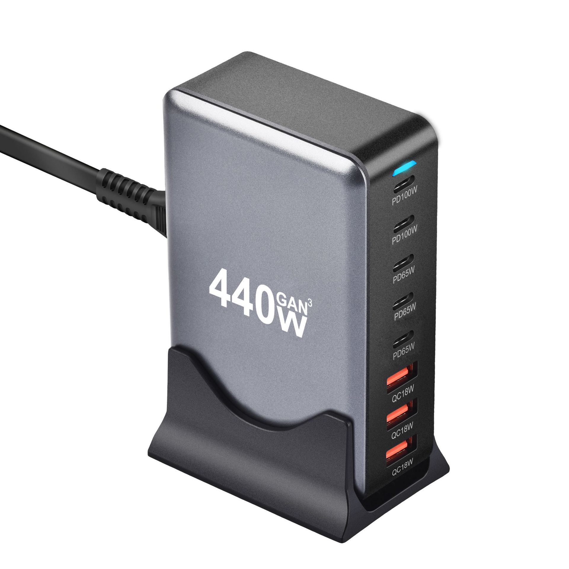 440W gallium nitride PD desktop charger, cross-border new 5C3A charger, 8-port multi-functional PD adapter Application Scenario