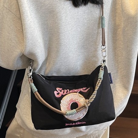 New Spring/Summer 2025 style eco-friendly shopping bag with embroidery, large-capacity hand-held bag, shoulder crossbody canvas details Picture