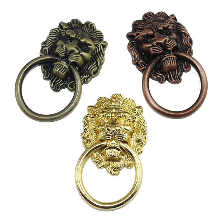 European-style alloy single-hole lion head handle drawer, antique cabinet door handle, wardrobe, kitchen cabinet, home decoration retro handle Item Picture