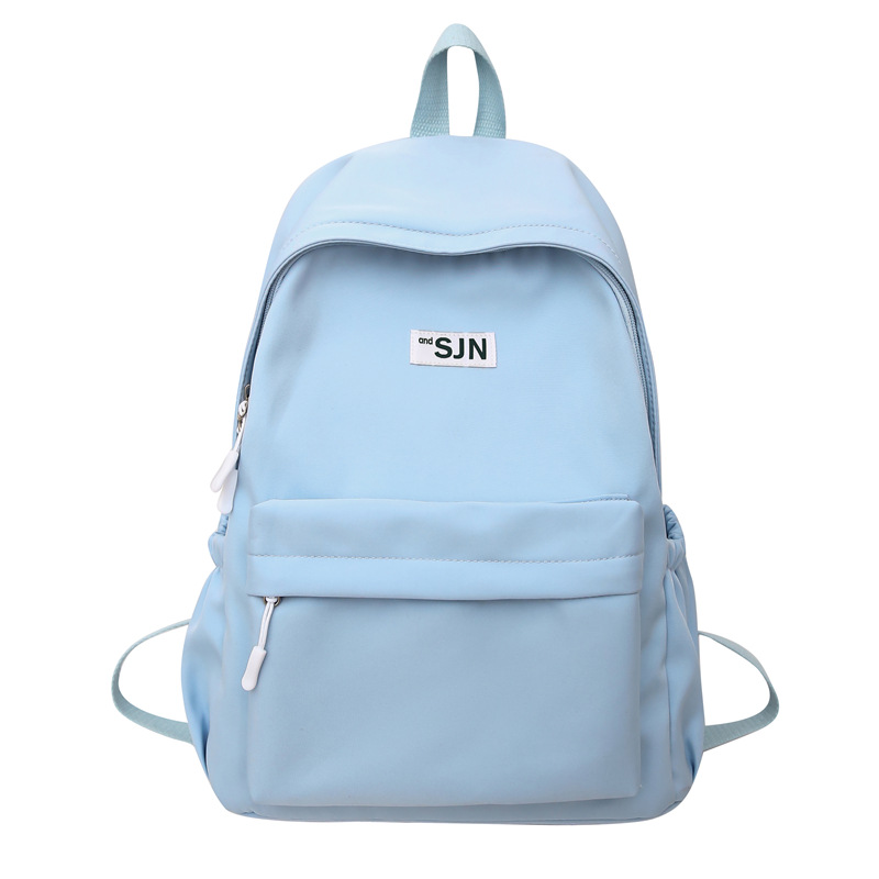A simple and versatile solid-color backpack for female college students, a fresh and lightweight wide-shoulder backpack for junior and senior high school students Item Picture