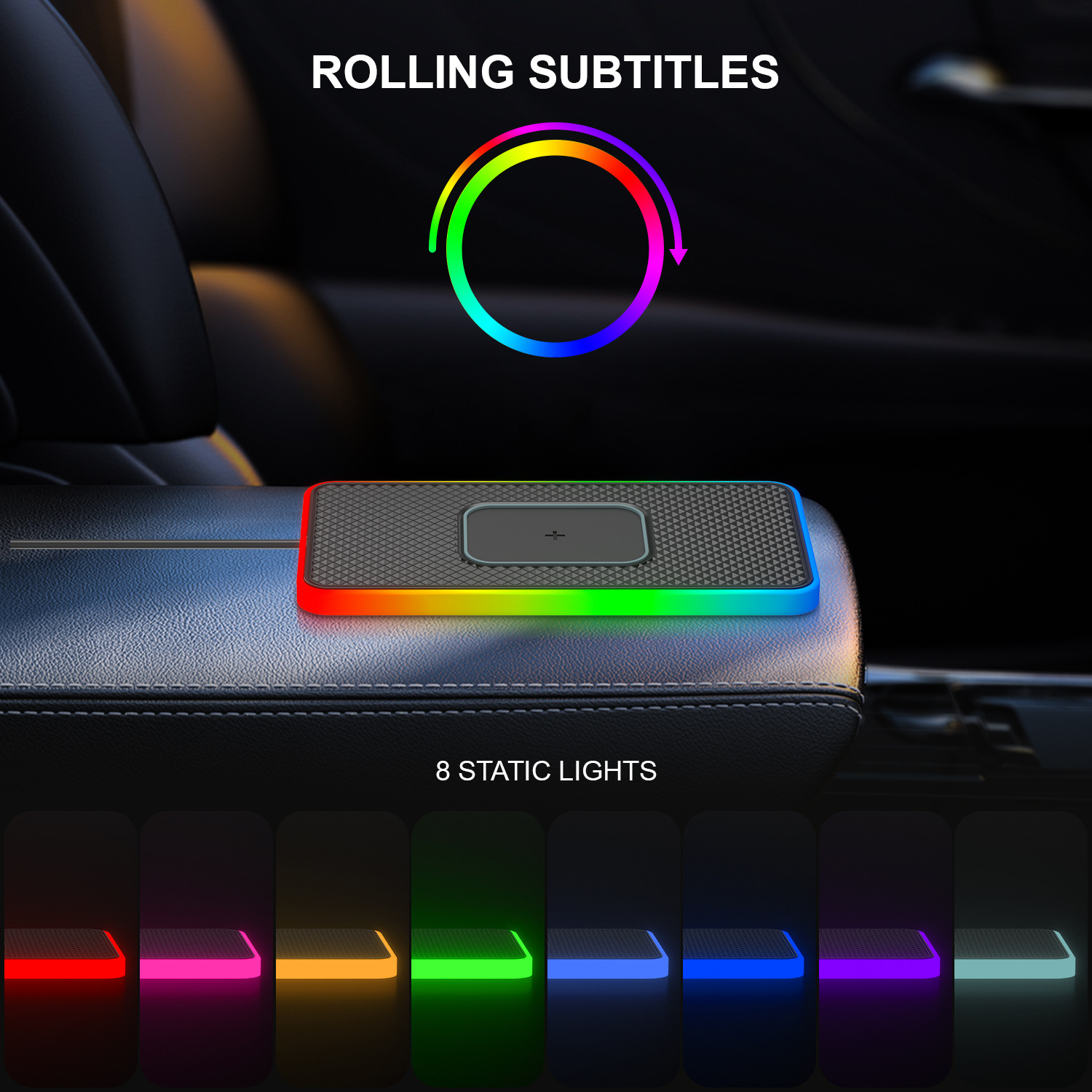 The ambient light-emitting car mobile phone wireless charger is suitable for Mercedes-Benz, BMW, Audi, Toyota, Honda, Volkswagen and Apple Application Scenario
