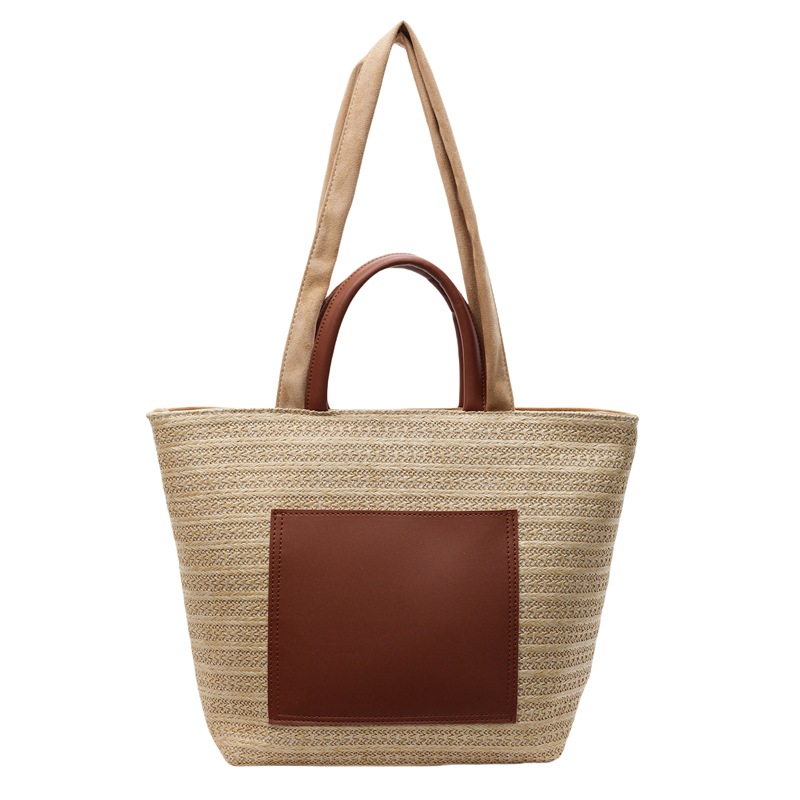 Large-capacity hand-held large bag for women, 2025 new trendy and fashionable woven bag, personalized beach tote straw woven large bag Item Picture