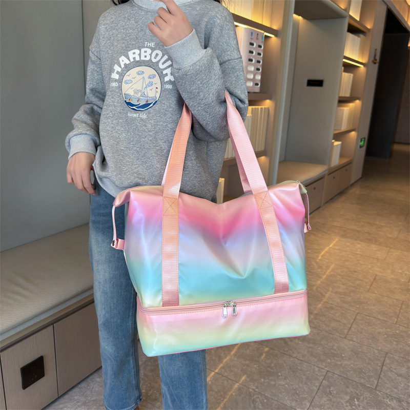 New colorful hand-held fitness bag, outdoor sports and leisure swimming training bag, yoga bag, large-capacity luggage bag for women full figure