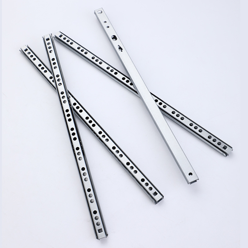 Manufacturer's two-fold 17-wide silent slide rail, damping buffer steel ball slide rail, small two-section drawer slide rail Specification drawing