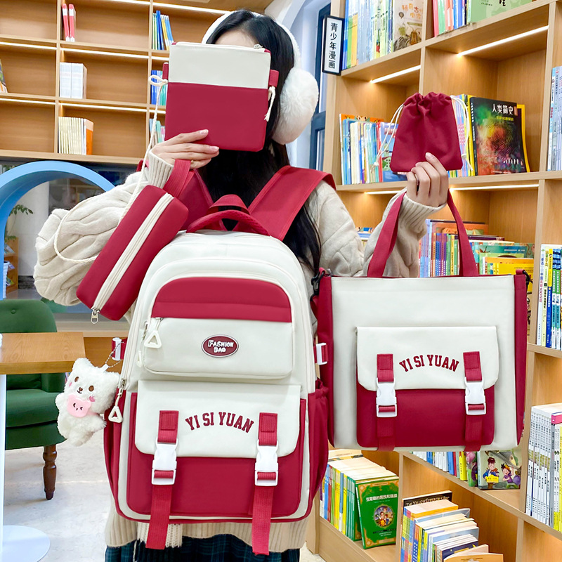 Trendy brand high-appearance-level schoolbag, fashionable and versatile backpack, Korean-style campus style, load-reducing and spine-protecting, large-capacity lightweight backpack details Picture