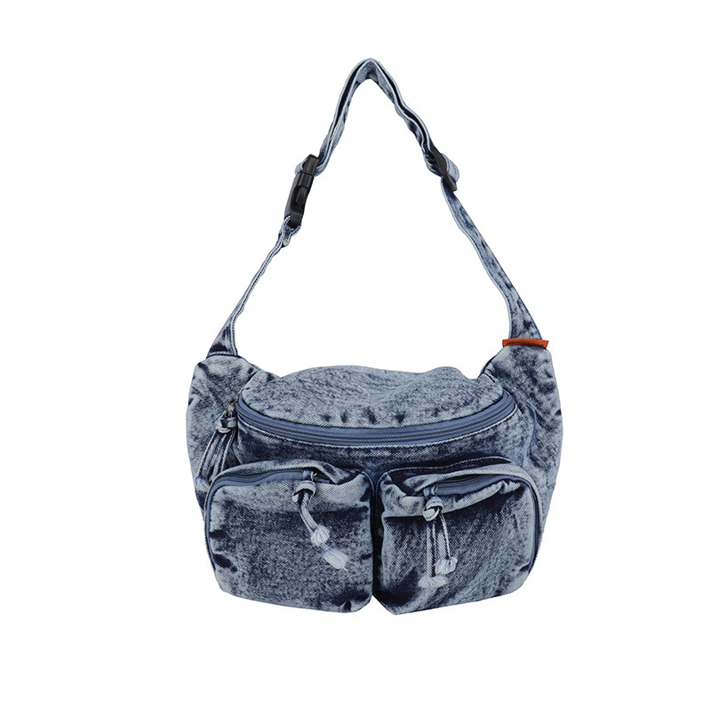 Crossbody bag, Japanese large-capacity functional design postman bag, retro denim bag, college student class backpack Item Picture