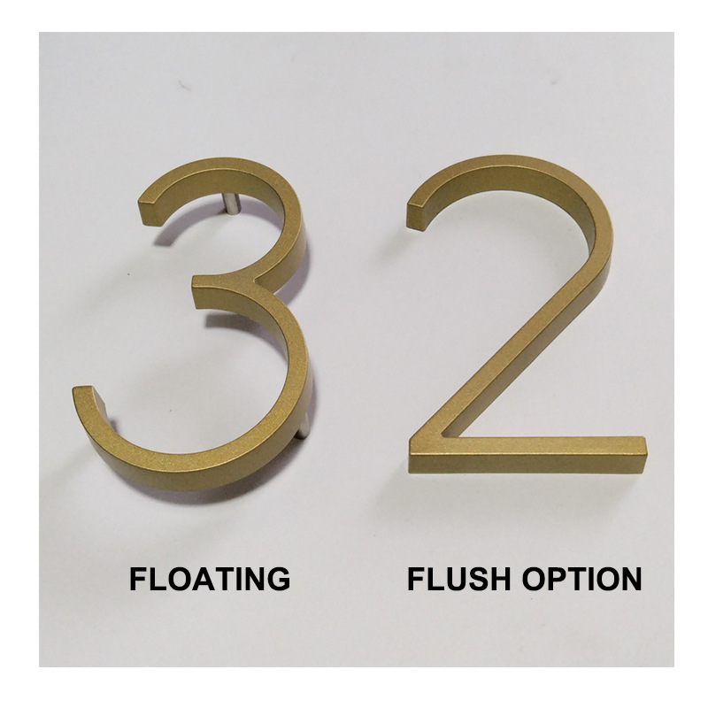Cross-border personalized zinc alloy house number with a height of 127mm, golden homestay hotel villa house number Specification drawing