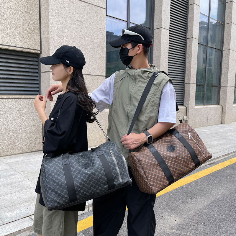 New cross-border pu leather hand-held large-capacity travel bag, independent shoe compartment sports and fitness bag, business single-shoulder crossbody bag details Picture