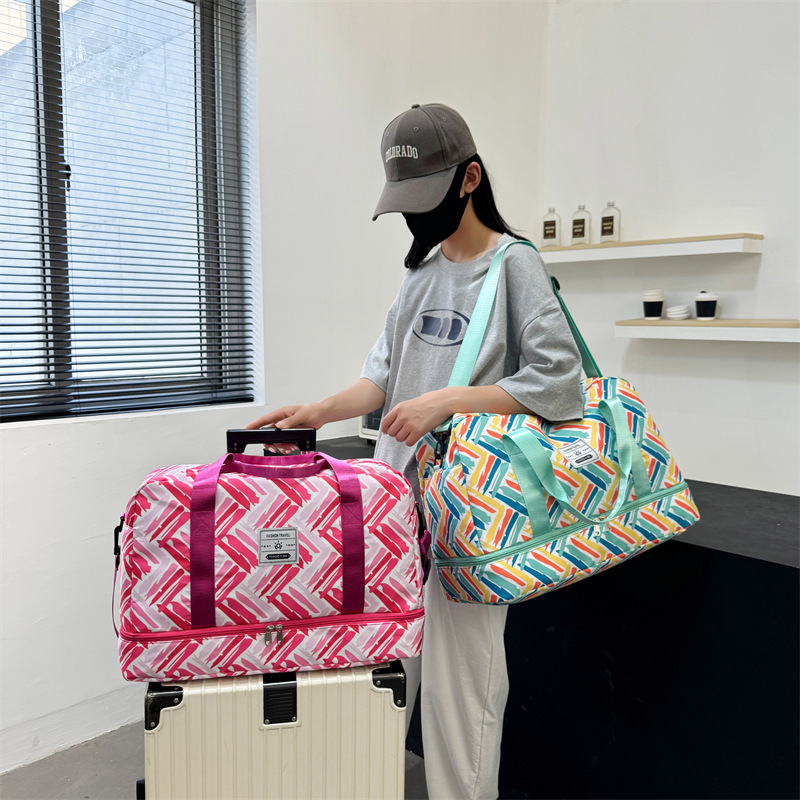 Extra-large capacity crossbody travel bag, portable shoe compartment cover, handle luggage and clothes bag, fitness dry and wet separation bag details Picture