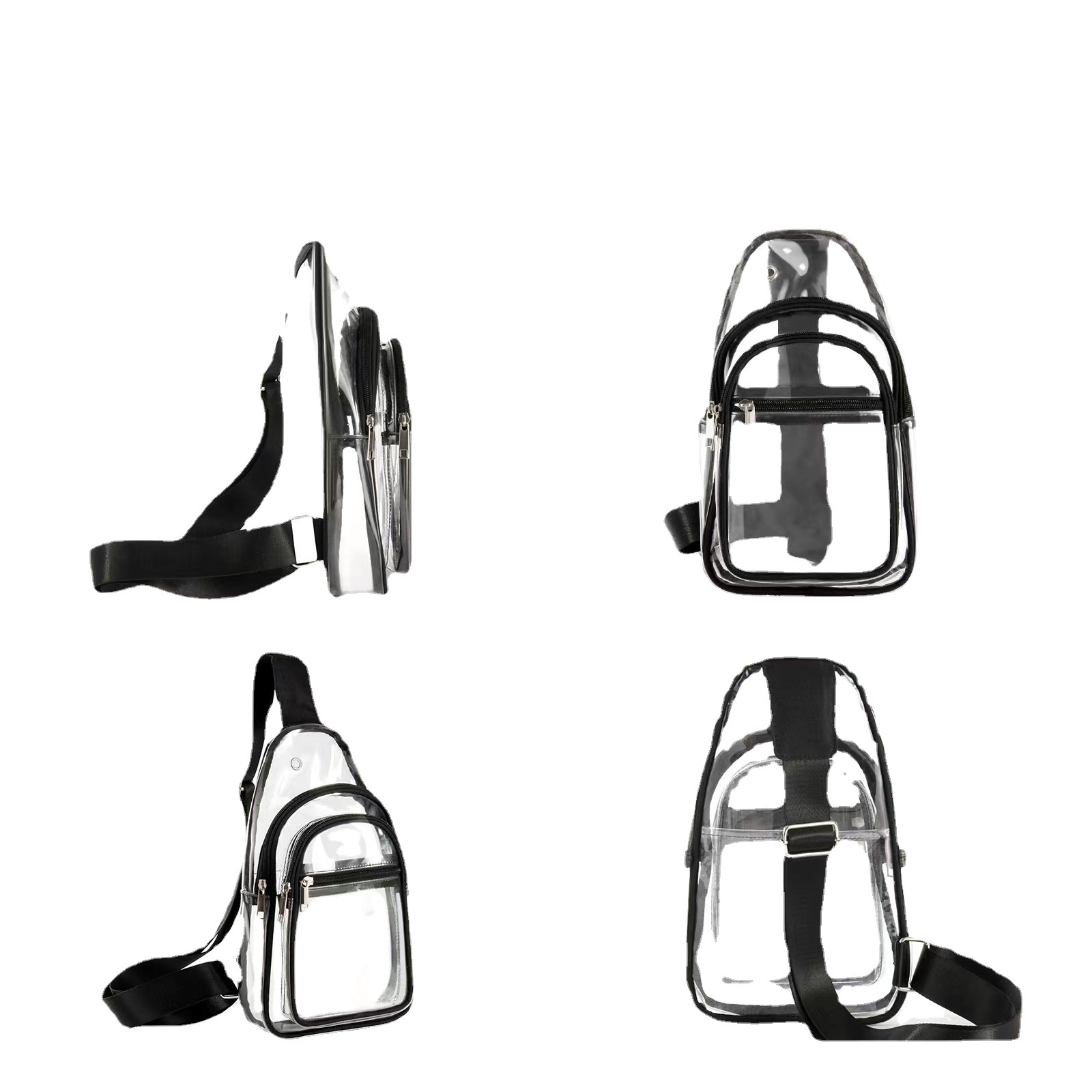 Men's chest bag, transparent sports crossbody bag, travel waterproof storage bag, business backpack, concert certification Item Picture