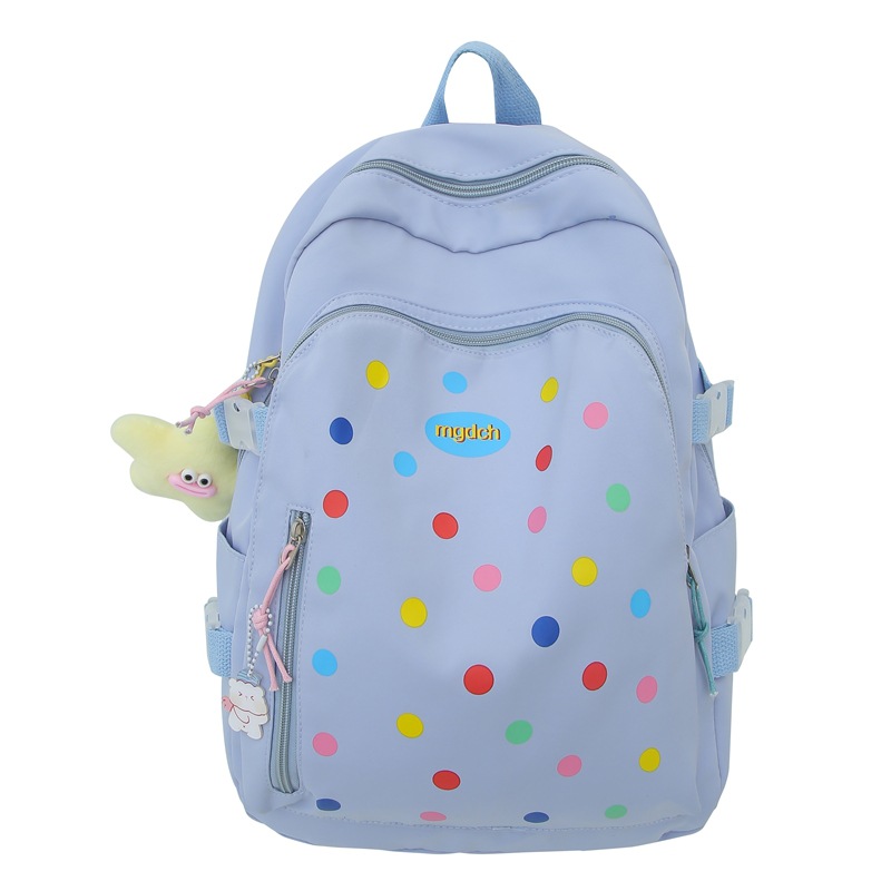 Korean polka dot printed dopamine backpack, cute and sweet student schoolbag, junior high school and senior high school campus travel backpack Item Picture