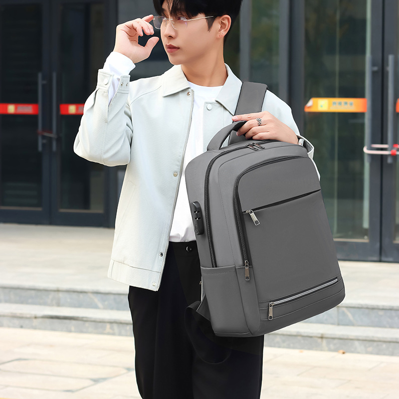 Casual solid-color business trip large-capacity backpack, new men's laptop bag, college student schoolbag Specification drawing
