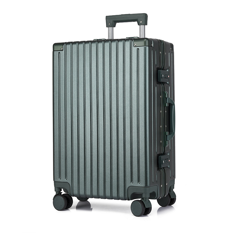 Wholesale of 20-inch suitcases with simple aluminum frame hard shell suitcases, trolley cases, silent swivel wheels, anti-theft combination cases Item Picture