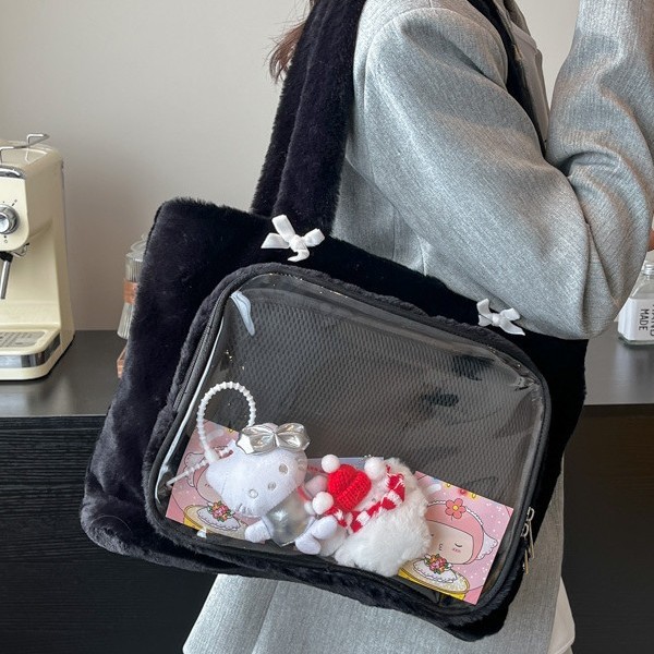 Fashionable Internet celebrity fresh and sweet cartoon pain bag, versatile Japanese anime single-shoulder bag, black ins double-sided single-shoulder bag full figure