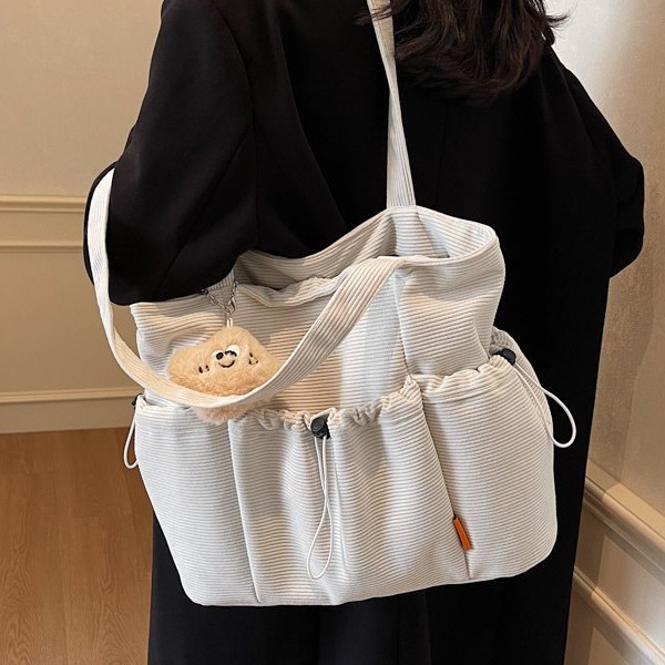 Multi-pocket tote bag, single-shoulder bag, Korean-style sports shoulder bag, simple, niche and fashionable, Japanese-style solid-color tote bag Specification drawing