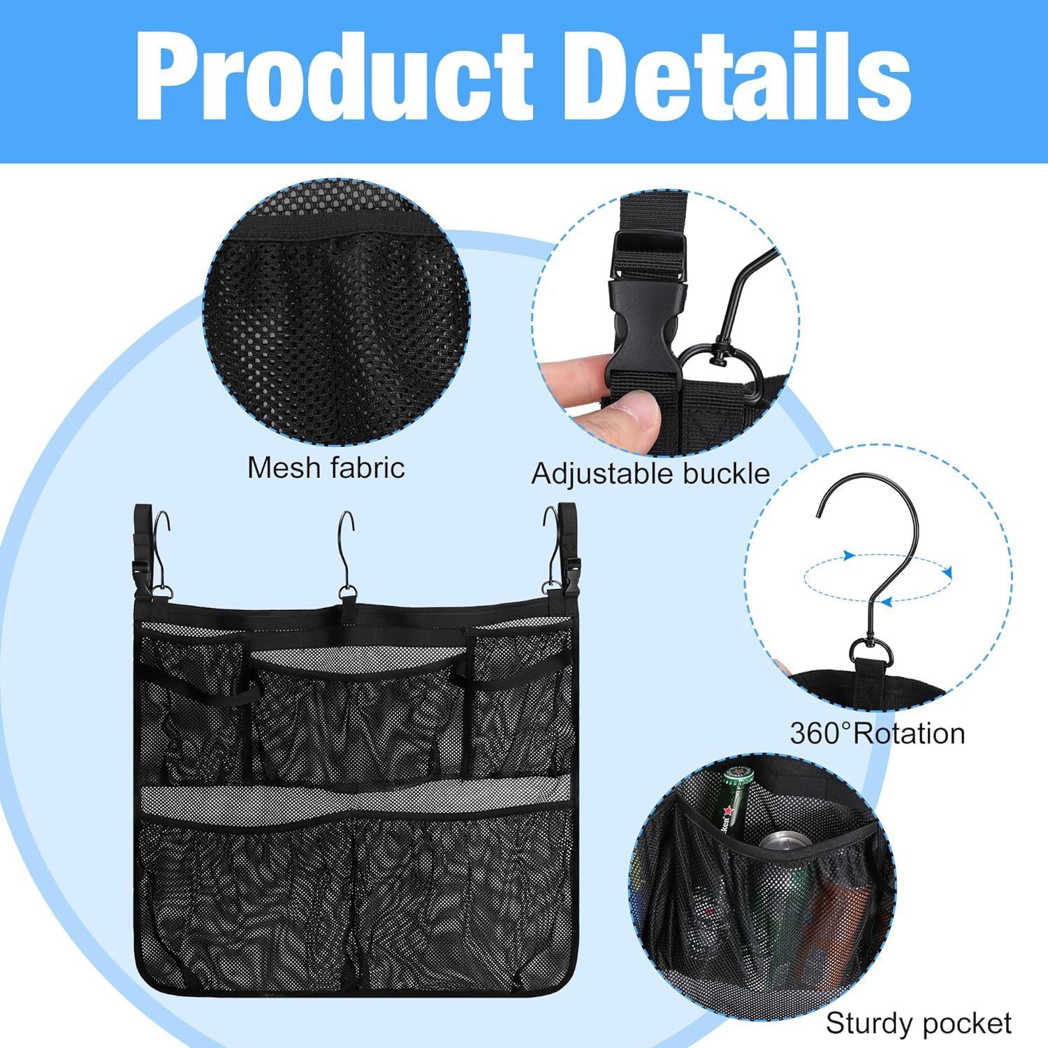 Cross-border outdoor multi-functional swimming pool storage hanging bag, toy storage bag, hanging net bag, indoor bathing storage hanging bag Specification drawing
