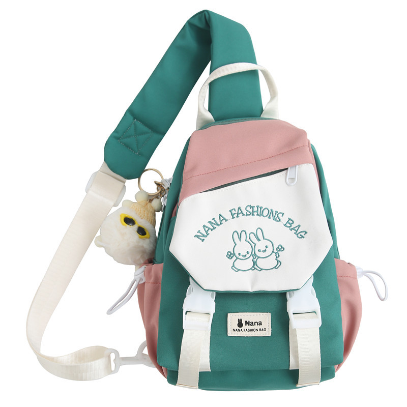 New color-blocking casual crossbody bag for women, large-capacity crossbody cycling backpack, couple tablet chest crossbody bag Item Picture