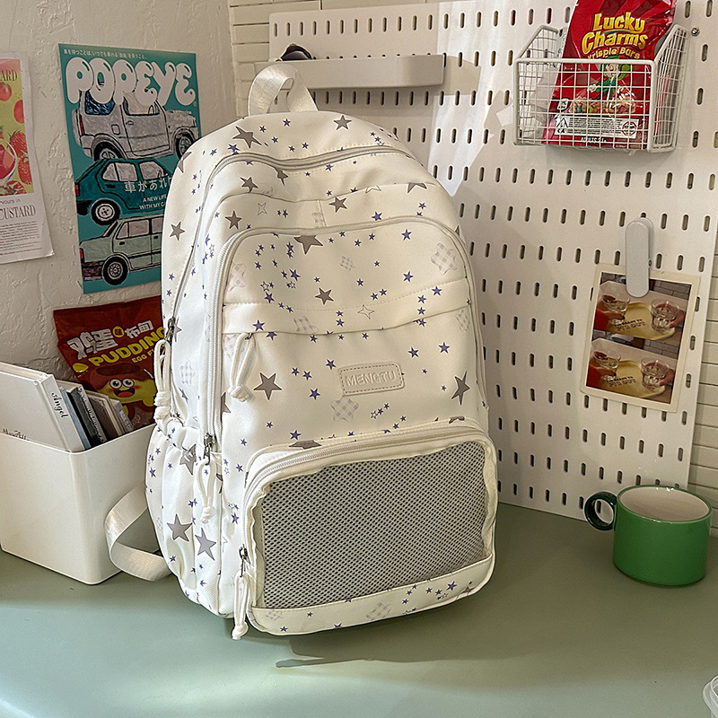 Backpack for teenage girls, junior high school schoolbag, ins versatile backpack for college students, Star large-capacity Korean version backpack full figure