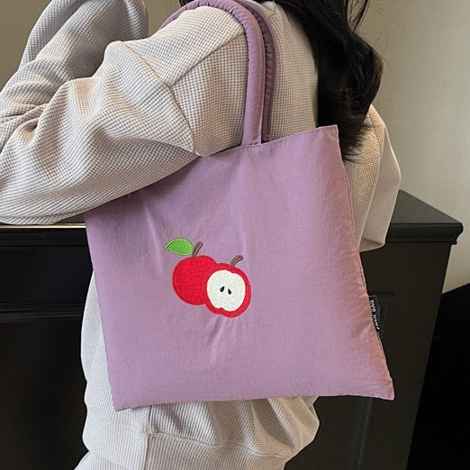Korean style fashion design nylon tote bag 2025 New simple Apple single-shoulder bag casual girl shopping bag full figure