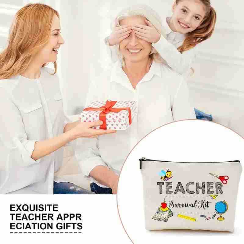 Cross-border temu best-selling portable makeup bags, teacher gifts, zipper bags, waterproof linen storage bags, storage bags and small bags details Picture