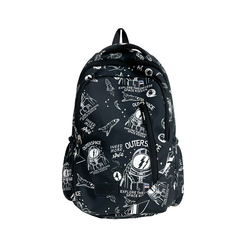Korean version graffiti junior high school student schoolbag, fashionable, lightweight and large-capacity backpack for boys, versatile for couples, casual computer backpack Item Picture