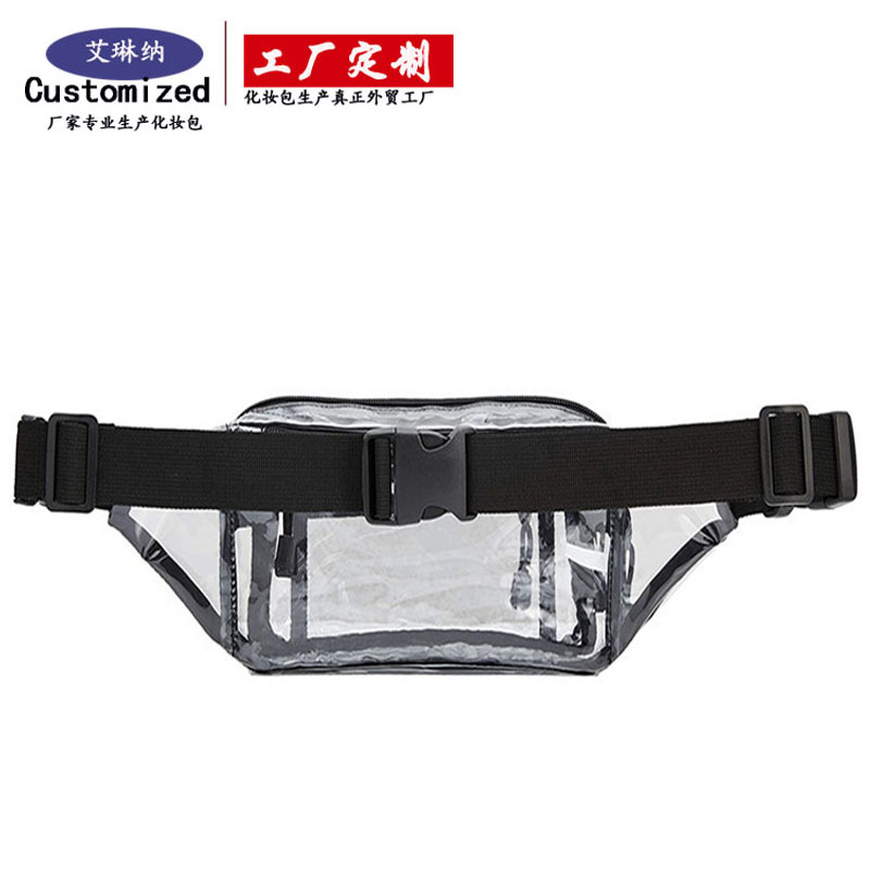 Cross-border transparent PVC waist bag, large-capacity toiletry bag, outdoor travel multi-layer waterproof storage bag processing and customization Specification drawing
