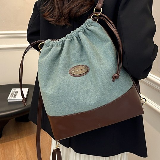 Casual commuting large-capacity bag 2024 new model women's backpack, multi-purpose single-shoulder crossbody bag, drawstring bucket bag Specification drawing