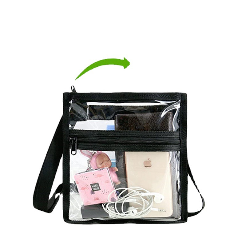 Cross-border transparent PVC crossbody bags, outdoor sports bags, stadium bags, large-capacity storage bags, processing and customization Item Picture