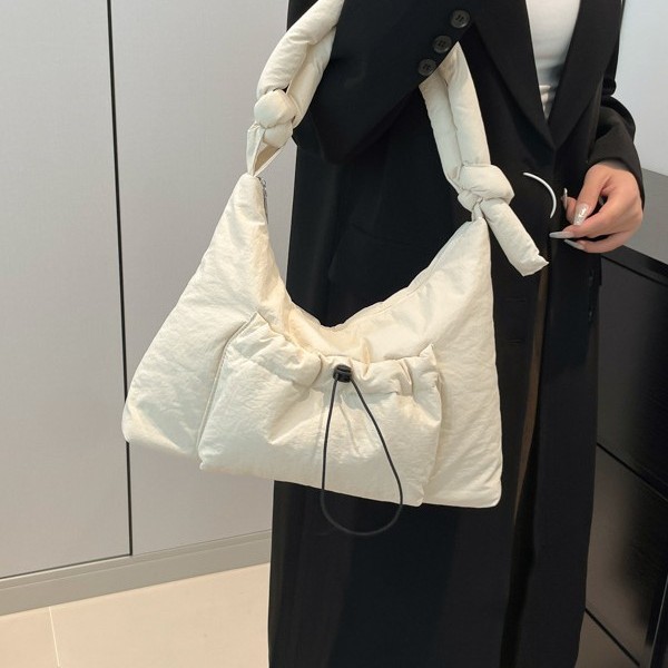 Large-capacity bags, commuter backpacks, casual cotton-padded jacket bags, single-shoulder bags, 2024 new drawstring autumn and winter crossbody bags for women Specification drawing