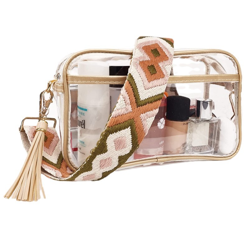 Amazon transparent bag Stadium guitar strap transparent crossbody bag is suitable for sports event transparent bags Item Picture