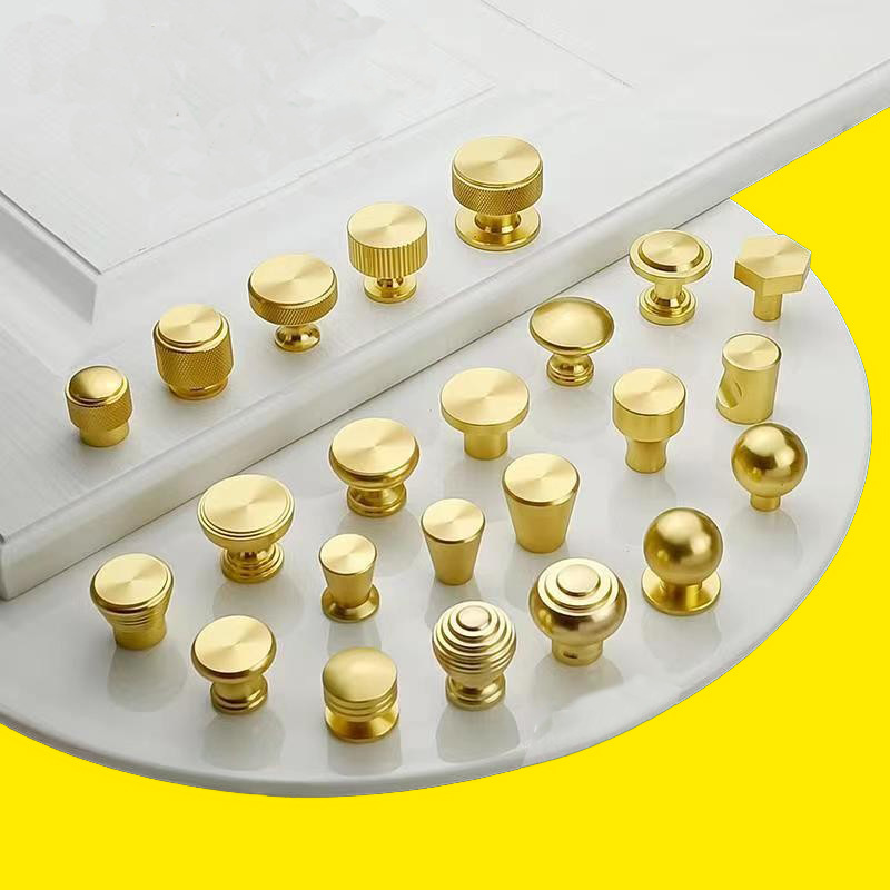 Gold and silver single-hole pull handle light luxury cabinet door, modern and simple wardrobe cabinet, Nordic and American style round drawer handle full figure