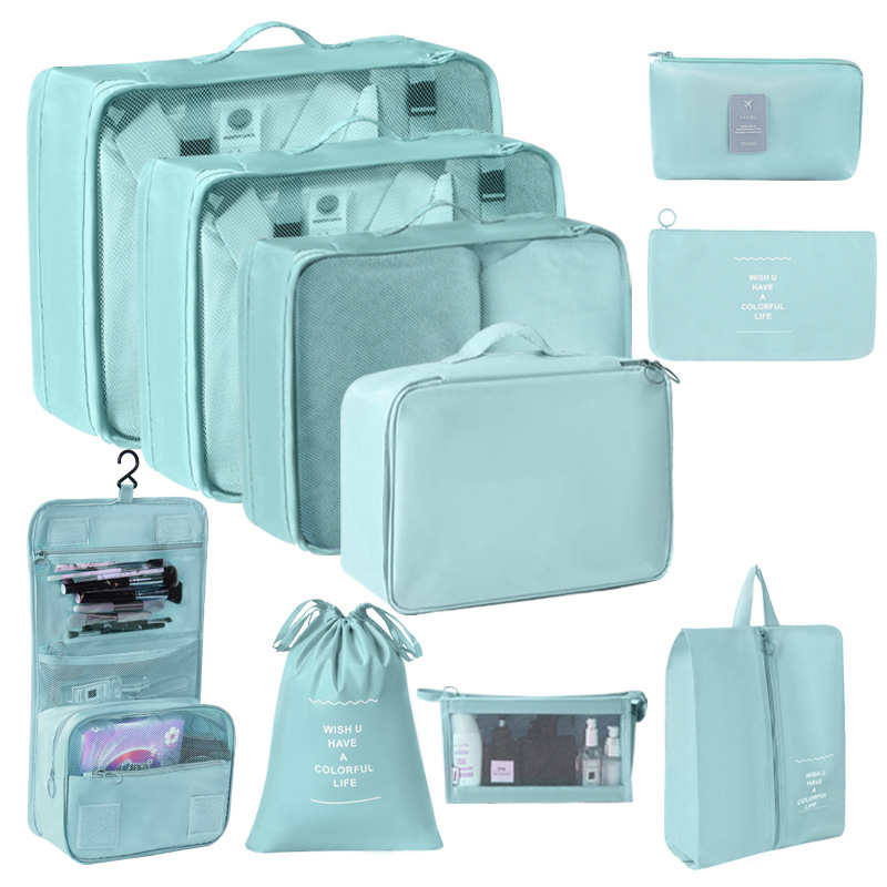 Seven-piece travel storage bag set, luggage and clothing sorting bag, business trip and travel clothes, shoes and underwear sorting and storage bag Specification drawing