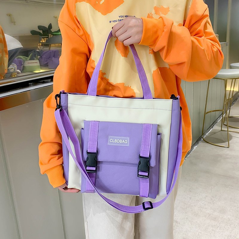 Korean version four-piece set, high school and junior high school student pendant decoration, forest-themed large-capacity backpack, simple and lightweight backpack details Picture