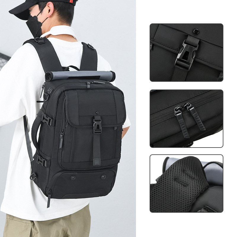 New laptop bag, large-capacity casual backpack, men's independent shoe compartment, dry and wet separated travel bag details Picture