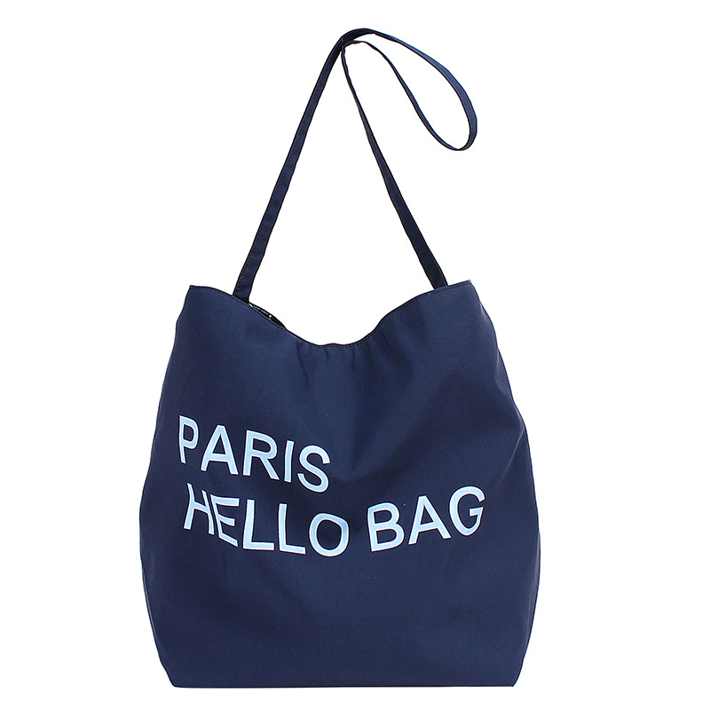 Korean version 2025 canvas tote bag, artistic and retro, large-capacity letter single-shoulder bag, double-sided dual-purpose crossbody bag, trendy Item Picture