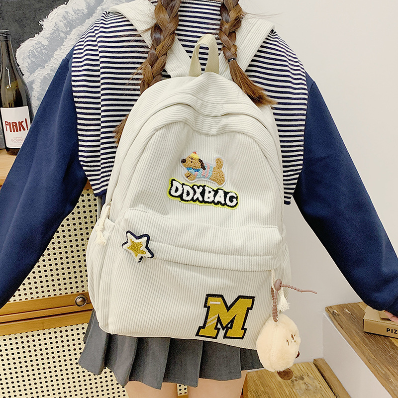 Cute ins large-capacity forest-themed backpack, casual campus simple Japanese-style backpack, junior and senior high school college-style schoolbag details Picture